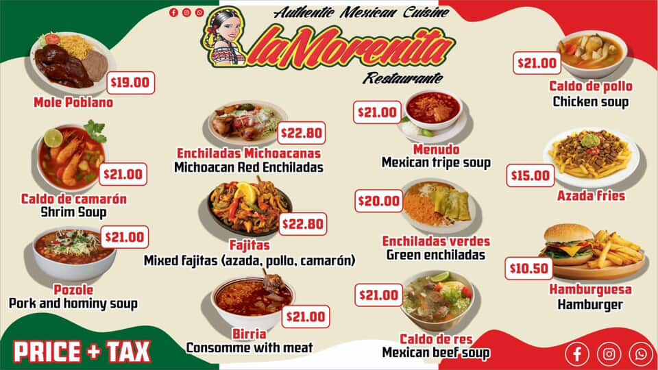 Tacos La Morenita Menu - Page 1